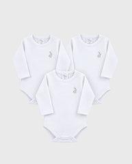 Set 3 Bodys Manga Larga Blanco Unisex