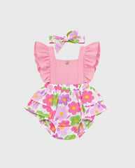 Body Estampado Flores Lila y Rosa