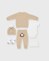 Set Primer Día Bordado León Beige Estilo