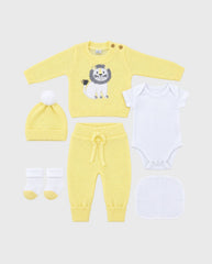 Set Primer Día Tejido León Amarillo