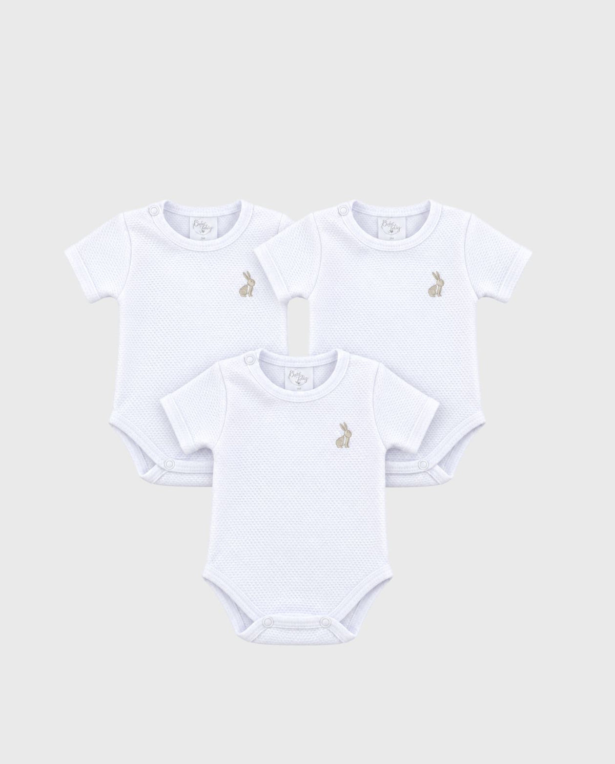 Set 3 Bodys Manga Corta Blanco Unisex