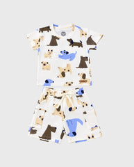 Conjunto Bermuda Estampado Dog BLANCO
