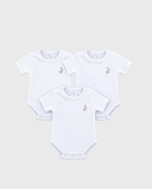 Set 3 Bodys Manga Corta Blanco Unisex