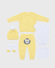 Set Primer Día Tejido León Amarillo estilo 