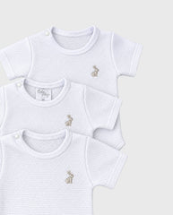 Set 3 Bodys Manga Corta Blanco Unisex DETALLE