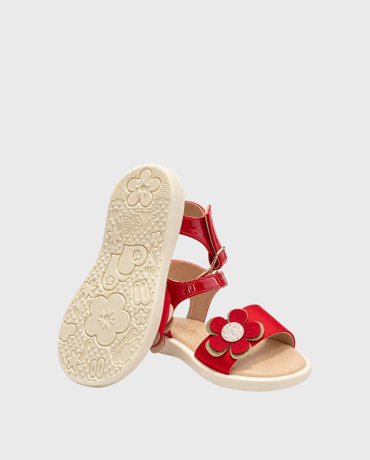 Sandalias Flor Roja Suela