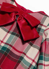 Vestido Cuadros Moño Rojo Abel & Lula detalle 