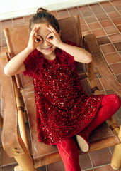 Vestido Lentejuelas Tul Rojo Abel & Lula