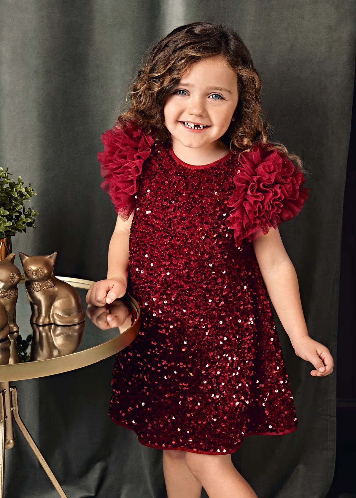 Vestido Lentejuelas Tul Rojo Abel & Lula