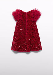 Vestido Lentejuelas Tul Rojo Abel & Lula