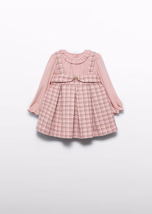 Vestido Tweed Cuadros Rosa Pastel Mayoral 