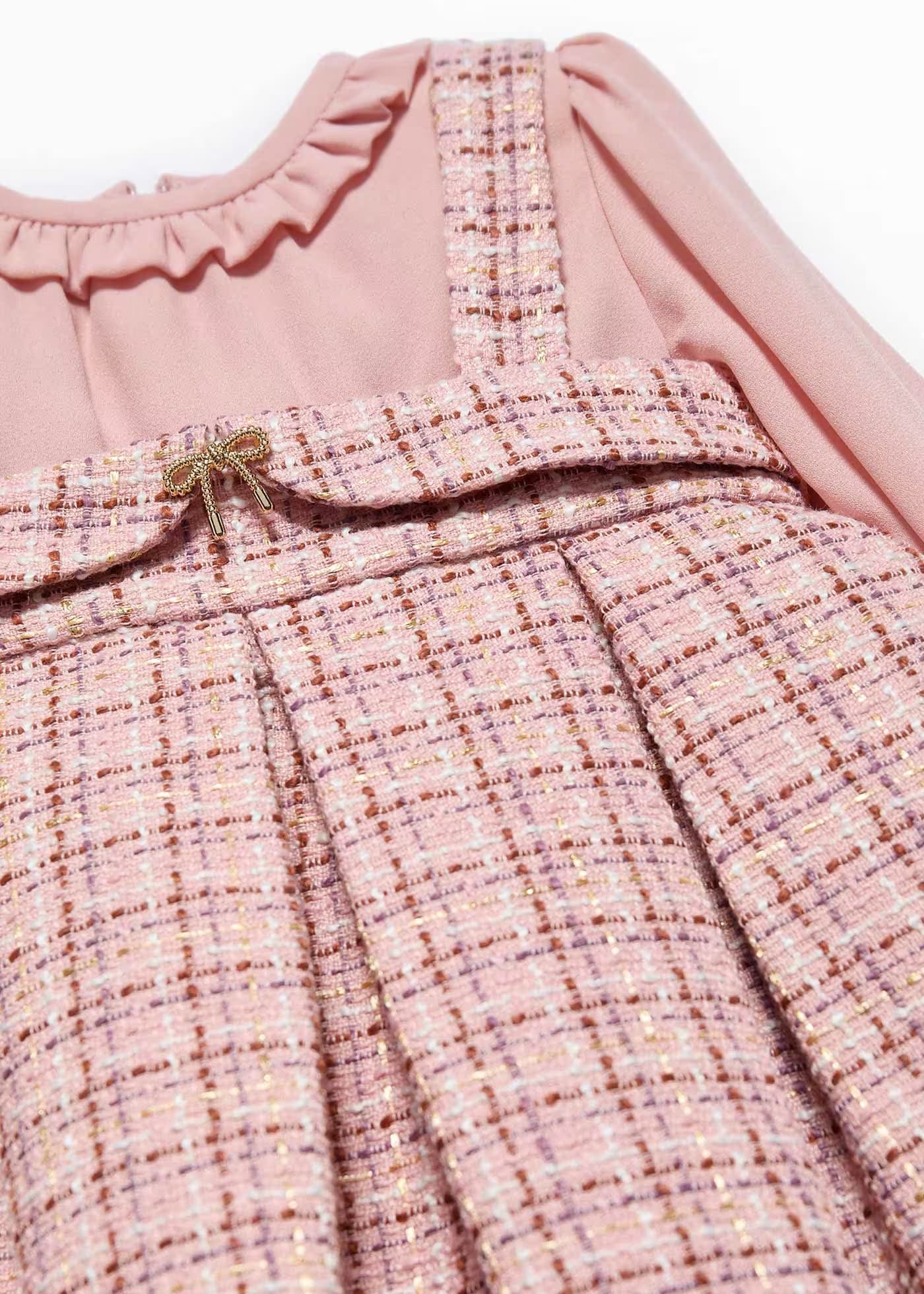 Vestido Tweed Cuadros Rosa Pastel Mayoral  Detalle