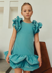 Vestido Tafetán Nube Agua Azul Abel & Lula Niña