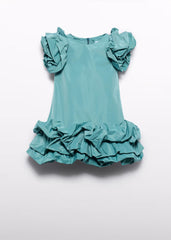 Vestido Tafetán Nube Agua Azul Abel & Lula Estilo