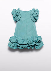 Vestido Tafetán Nube Agua Azul Abel & Lula Espalda