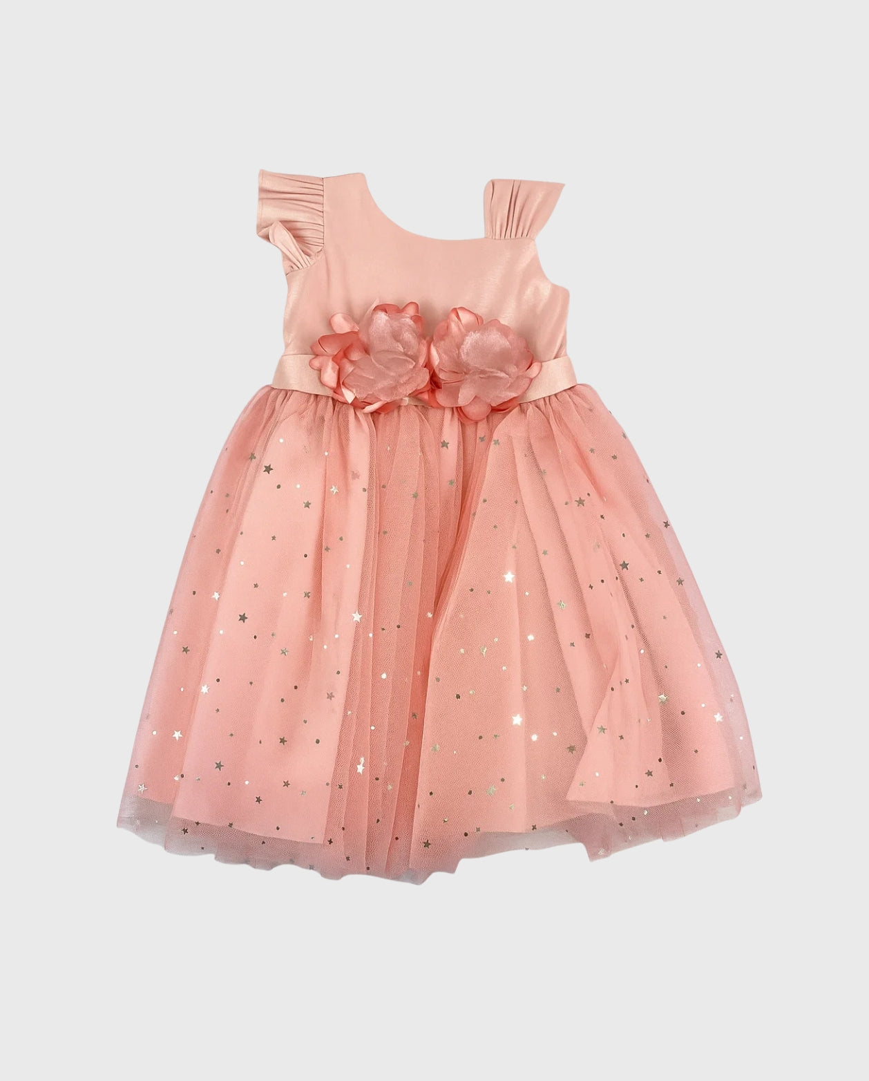 Vestido En Tafeta Y Tul  Con Estrellas rosa