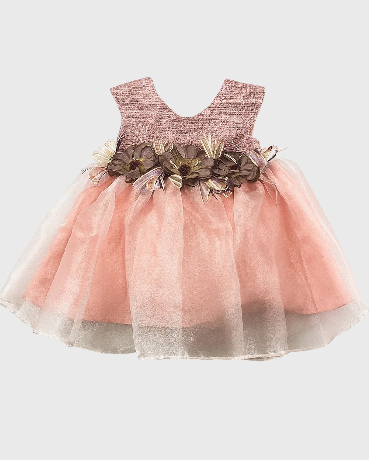 Vestido Gaia Tul Tornasol rosa y flores