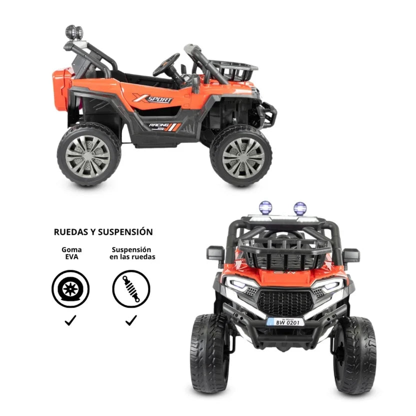 Carro Montable Eléctrico Súper Trail Rojo 12V Prinsel SUSPENSIÓN 