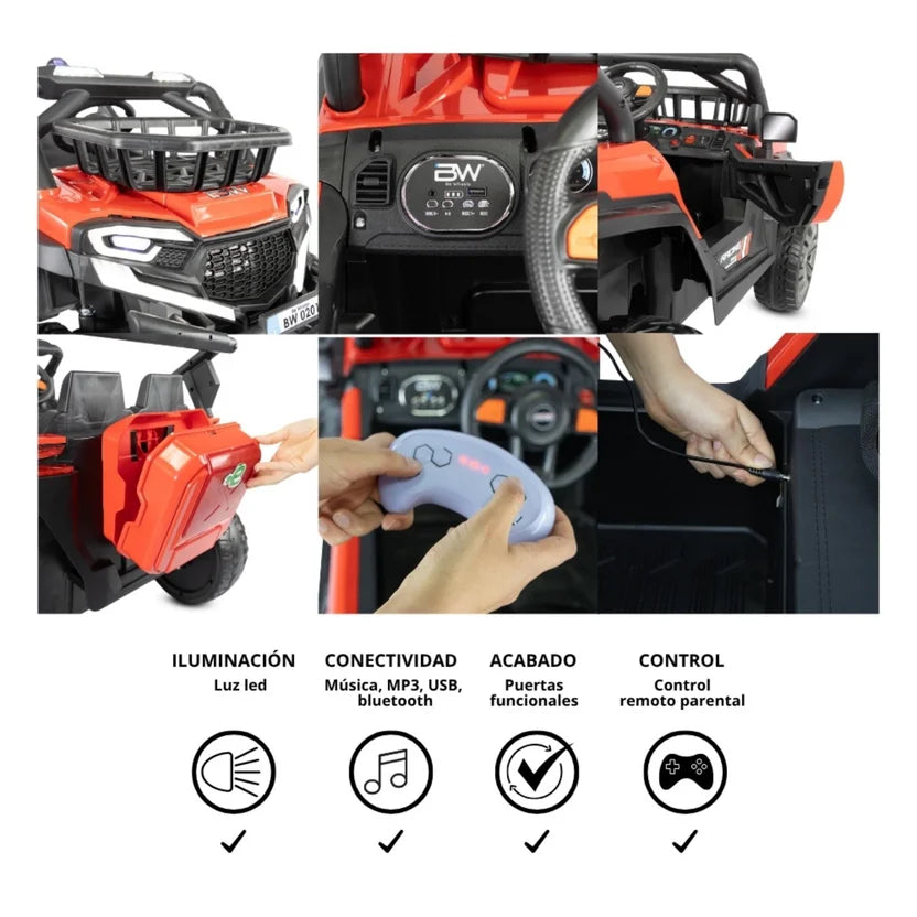 Carro Montable Eléctrico Súper Trail Rojo 12V Prinsel CARACTERÍSTICAS 
