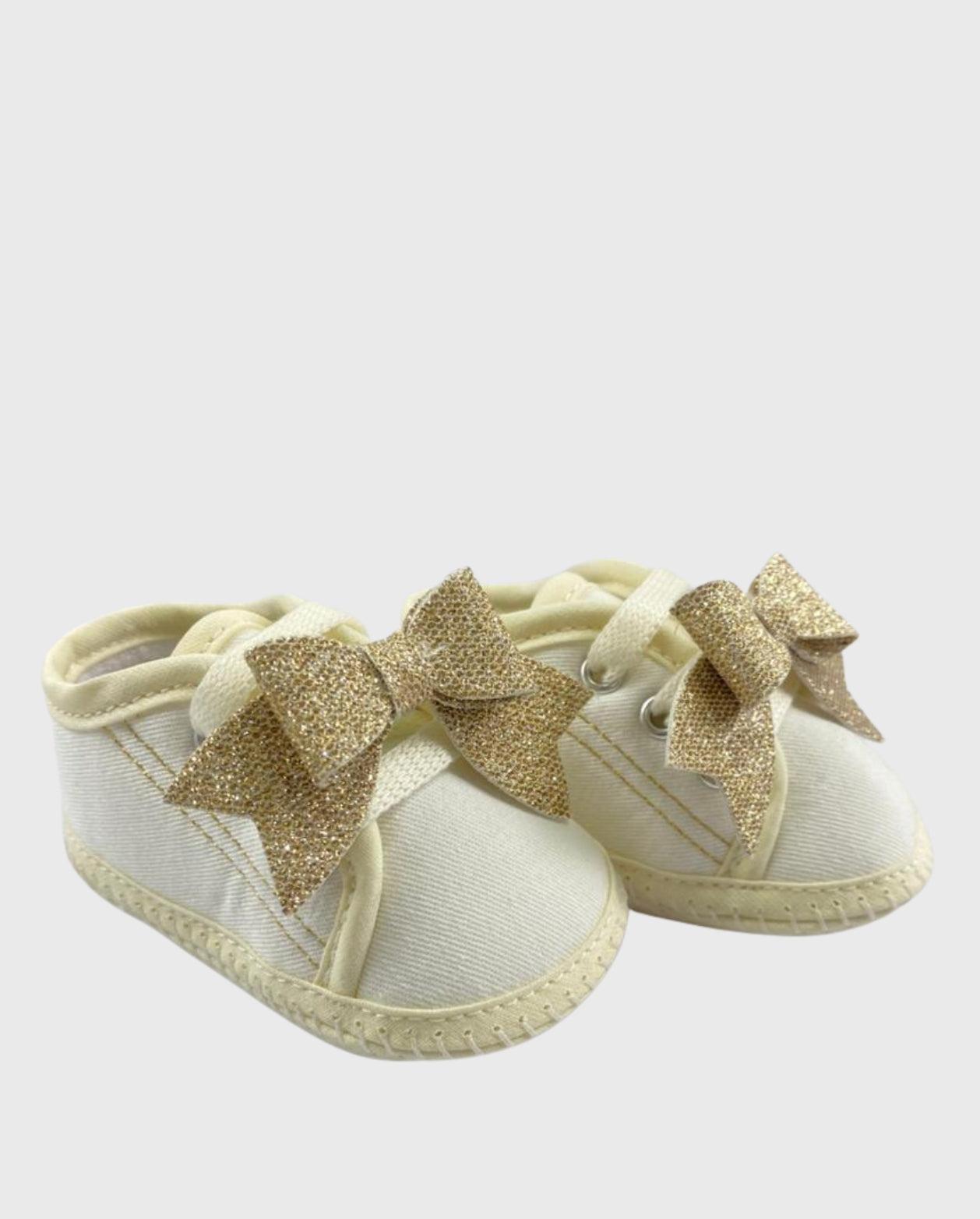 Tenis Moño Glitter Dorado perfil