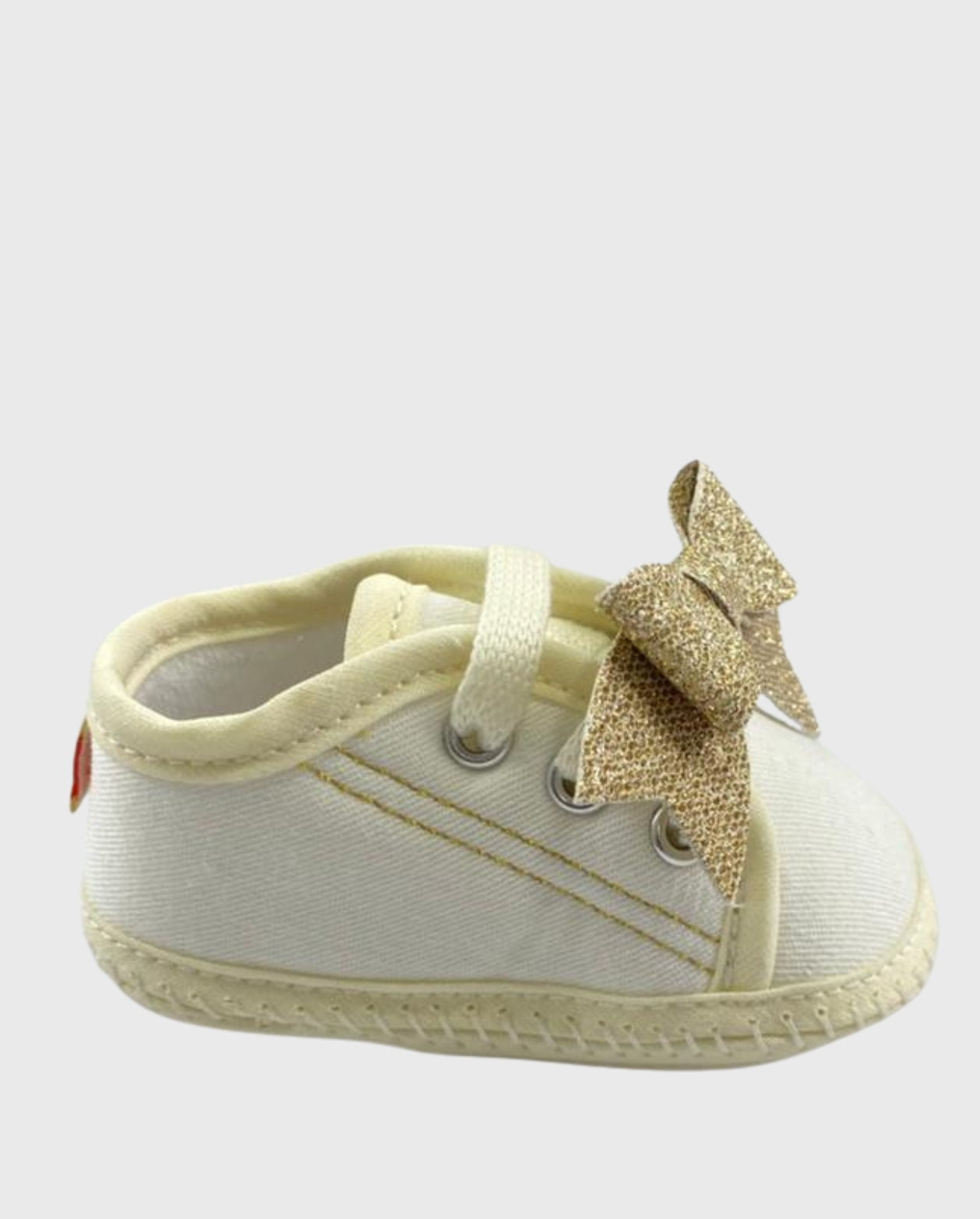 Tenis Moño Glitter Dorado perfil