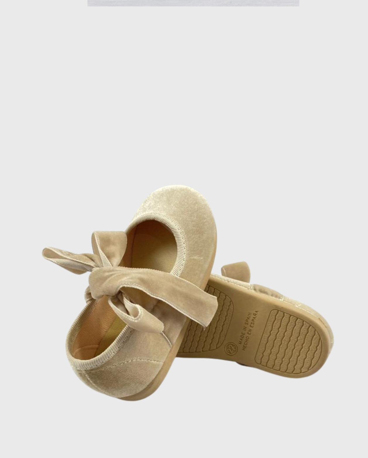 Baletas Mercedita Cinta De Terciopelo Color Champán Tokolate suela