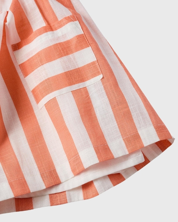 Vestido Bolsillos Rayas Naranja Zippy® lino