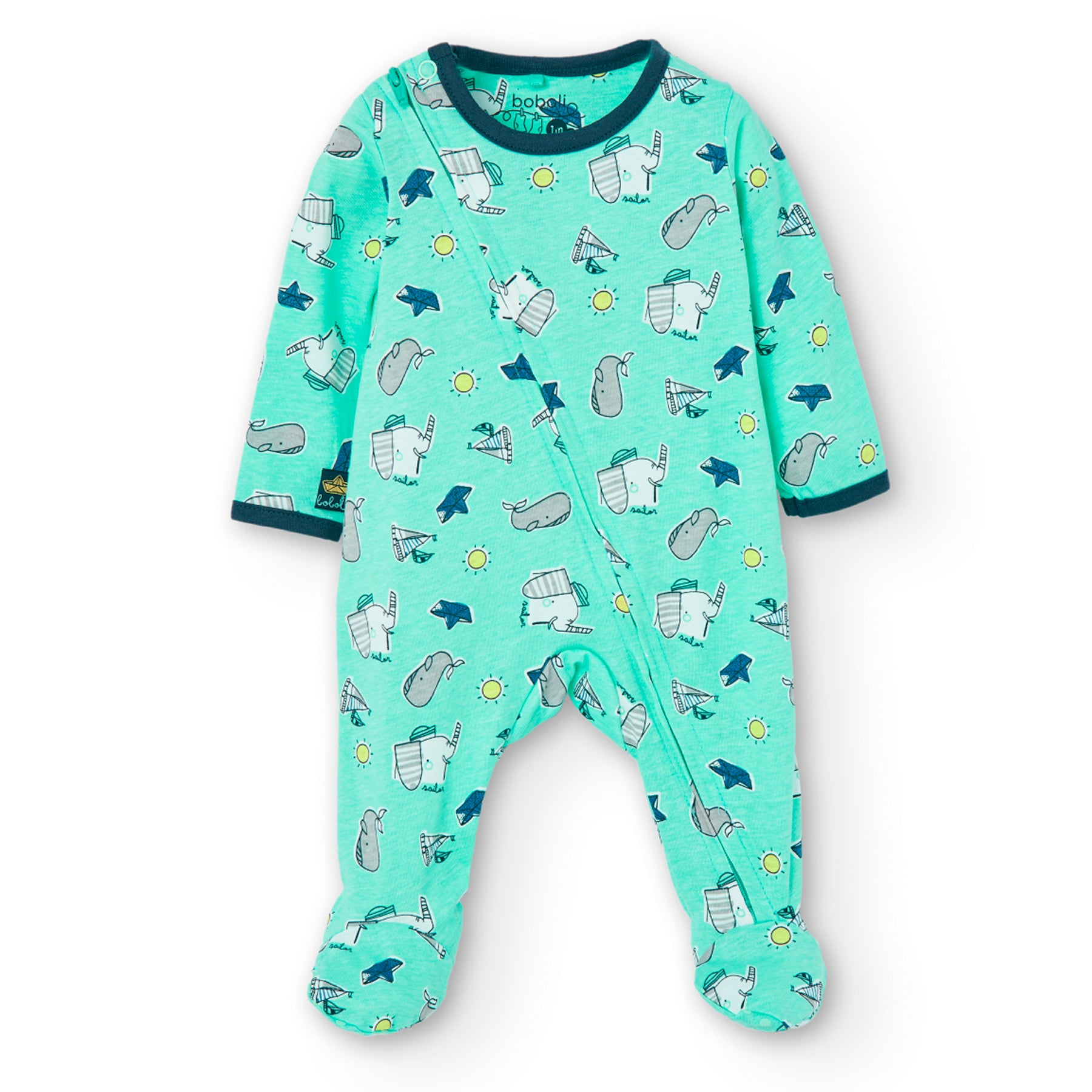 Pijama Enterizo Ballenas Verde Menta Boboli BOBOLI