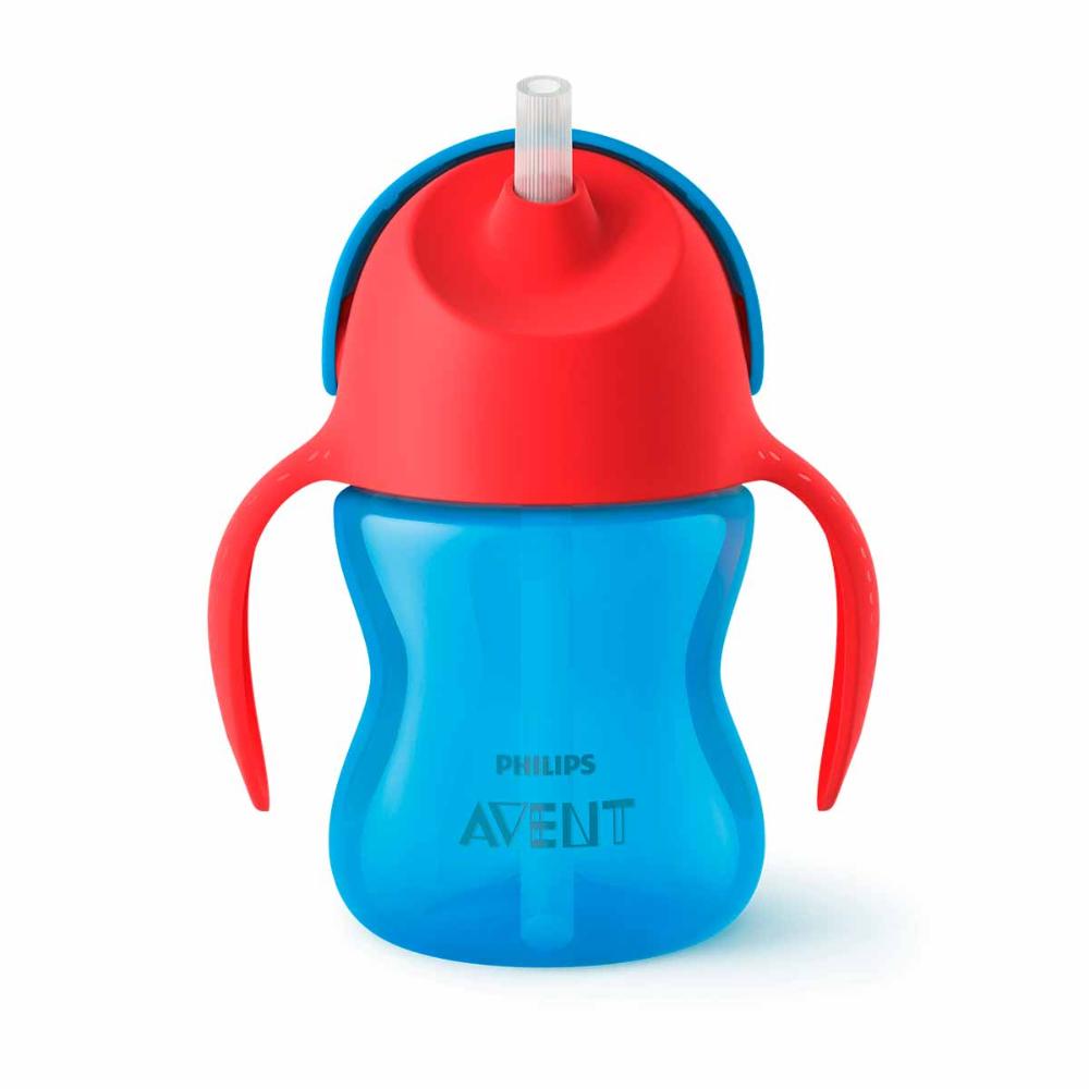 Vaso Pitillo Con Asas 200ml Azul Avent Diseño