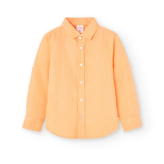 Camisa Manga Larga Lino Naranja Boboli