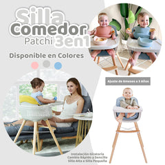 SILLA COMEDOR 3 EN 1 MADERA ROSADO Travesuras Infantiles