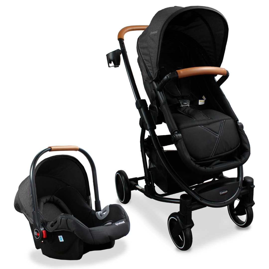 Coche Moisés Con Porta Bebé Travel System Prima Negro Bebesit