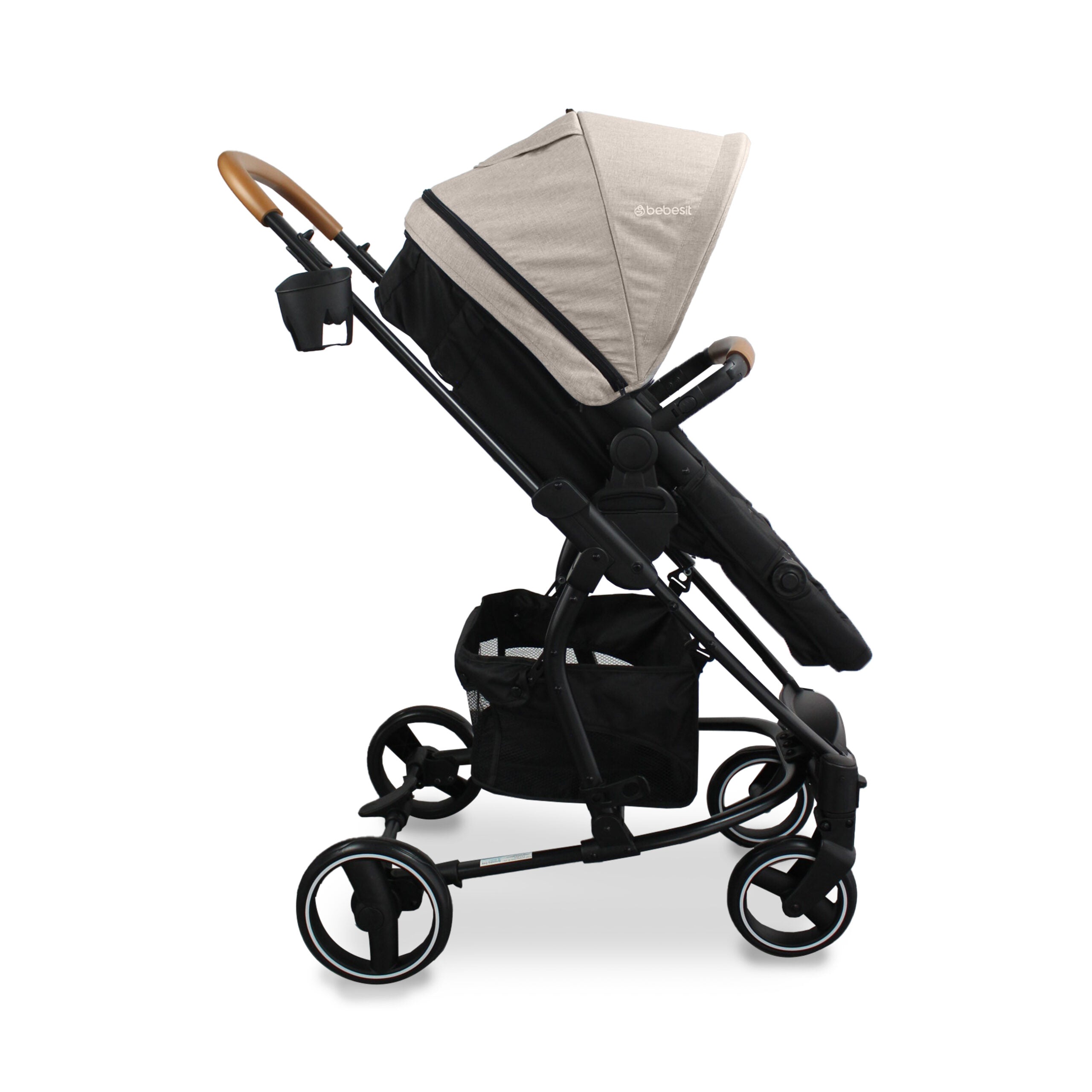 Coche Moisés Con Porta Bebé Travel System Prima Beige Bebesit Seguridad