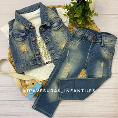 Conjunto 3 Piezas Chaleco Jean AVALON