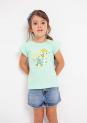 Blusa Menta Estampada Lemonade Lentejuelas Mayoral