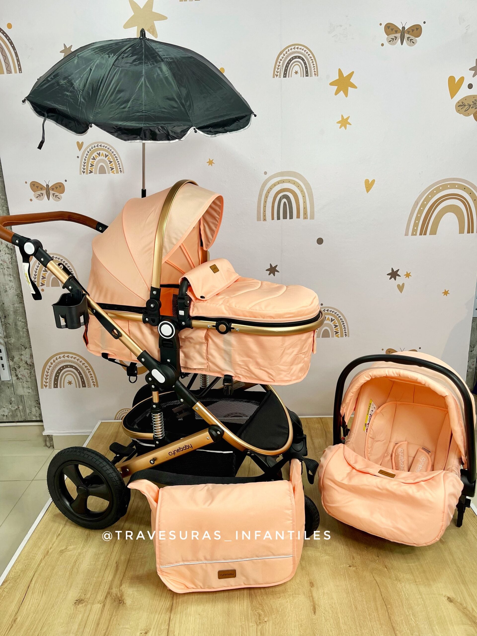 Coche Travel System Gese baby Rosa CYNEBABY
