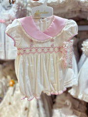 Romper De Bautizo Rosa Travesuras Infantiles