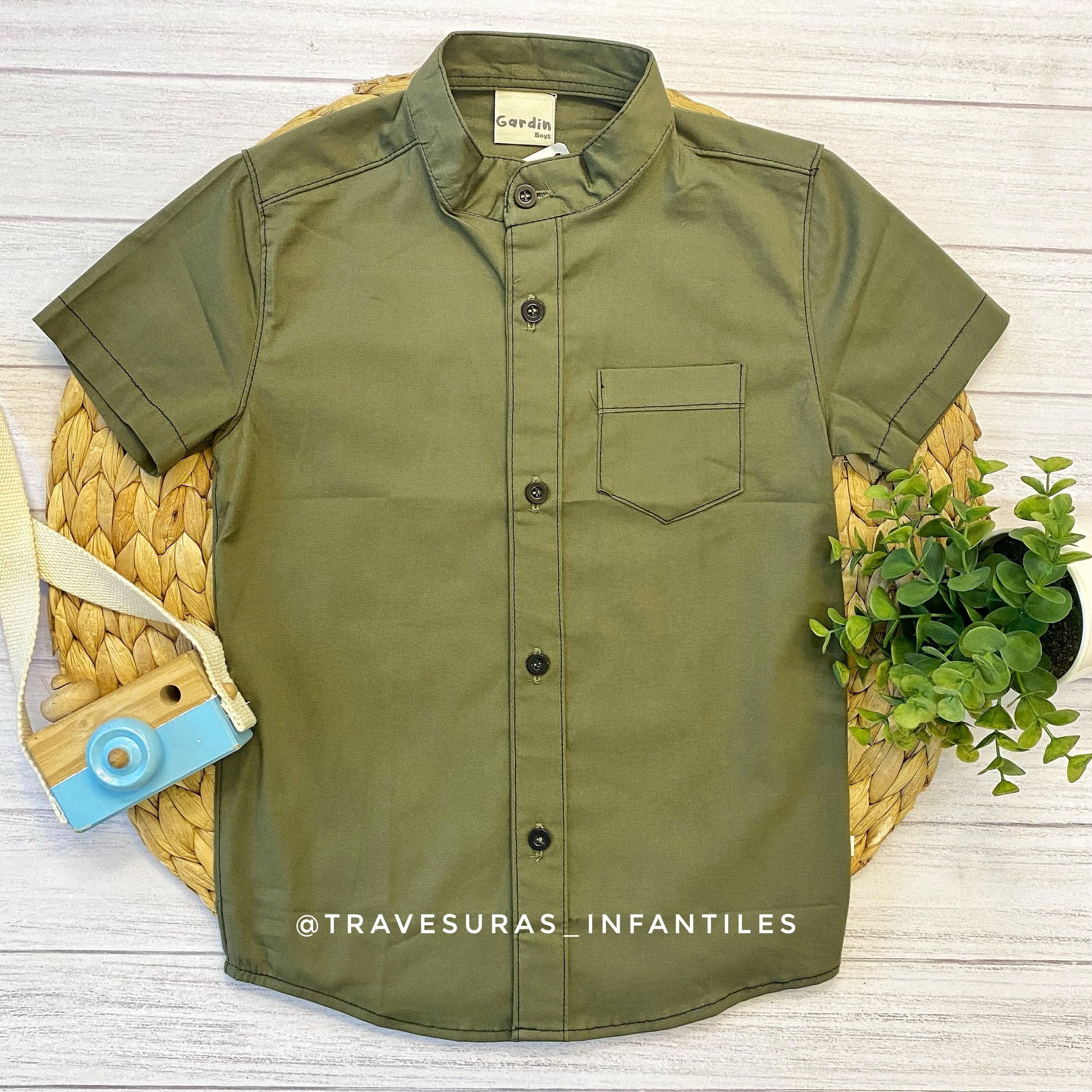 Camisa Manga Corta Para Niño oliva