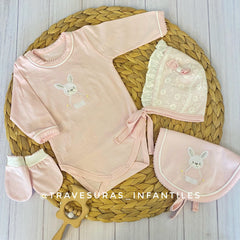 SET X8 PRIMER DÍA VESTIDO ROSADO BEBÉ NIÑA CHOCO MIEL Travesuras Infantiles