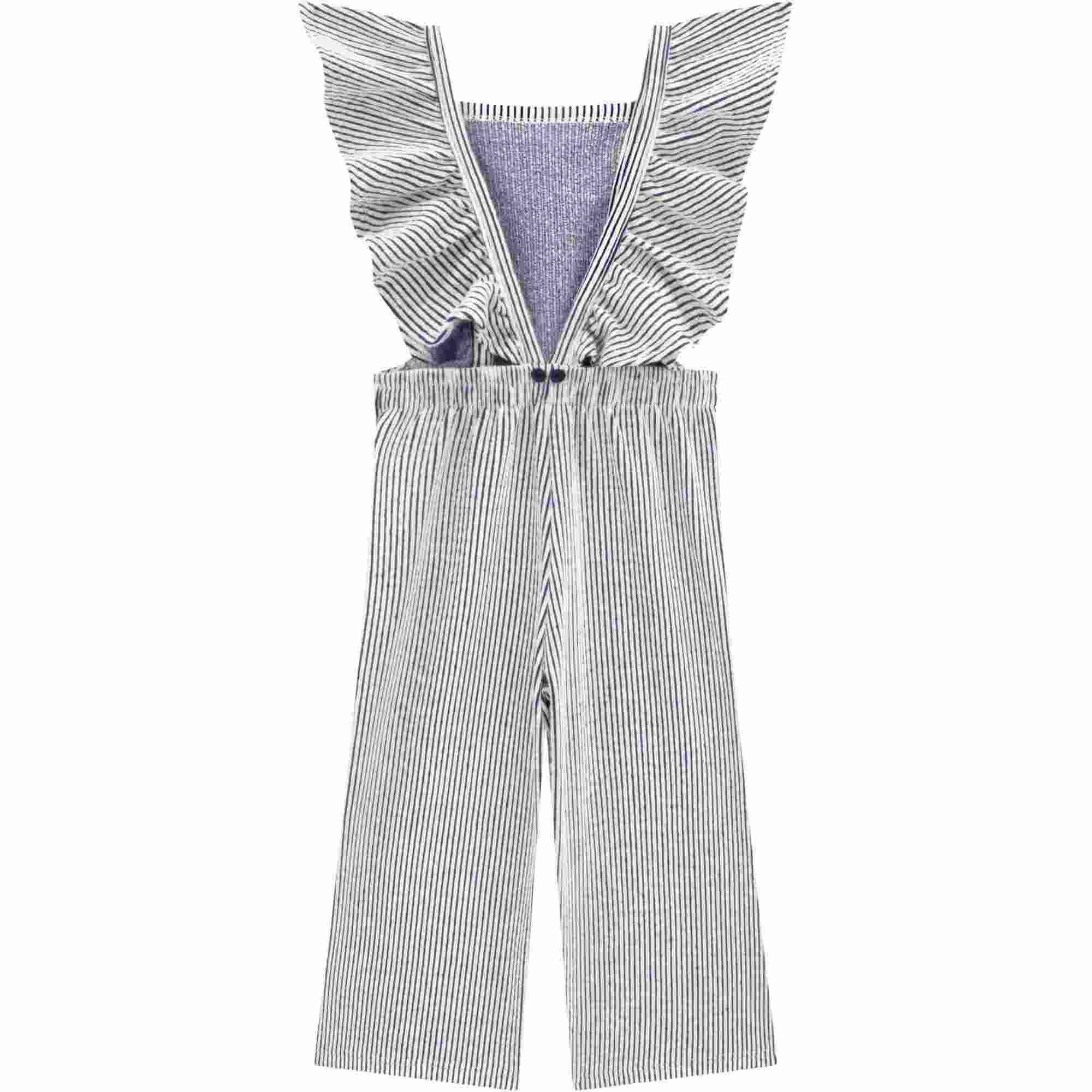 Enterizo Acanalado Rayas Para Niña escote