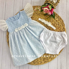 Vestido Azul Puntitos Bebé Feliz Travesuras Infantiles