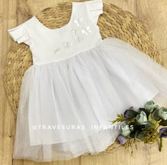 Vestido Mariposas Tul Blanco Travesuras Infantiles