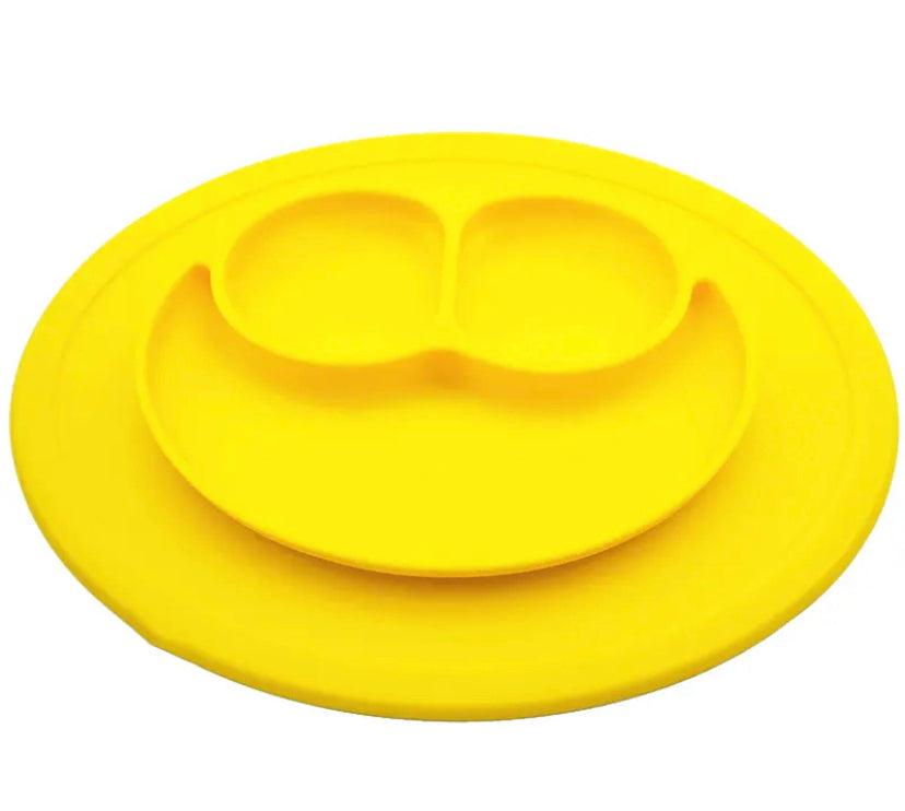 Plato En Silicona Cara Feliz Amarillo