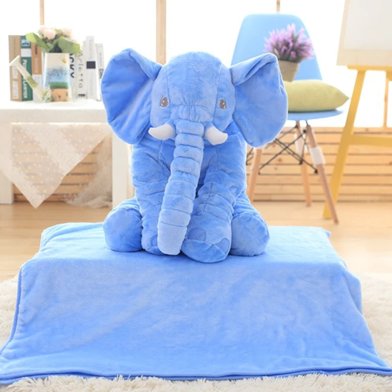 Almohada Elefante Con Cobija Azul Travesuras Infantiles
