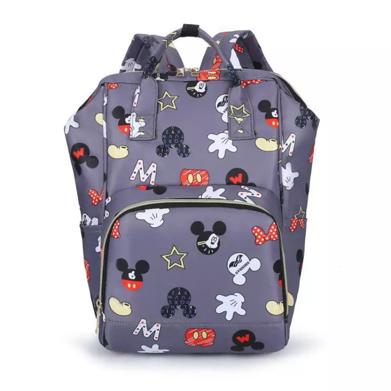 Pañalera Morral Mickey Mouse Gris