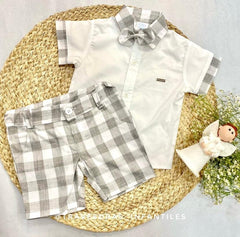 Conjunto Bautizo Gris Travesuras Infantiles