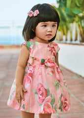 Vestido Estampado Floral Lino Rosa Mayoral